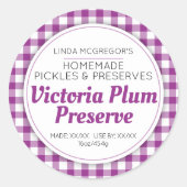 Etikett für lila Konfitürenfutter Runder Aufkleber (Vorderseite)