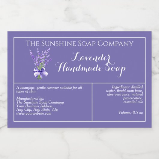 Etikett für lila Lavendelseife (Einzelnes Label)