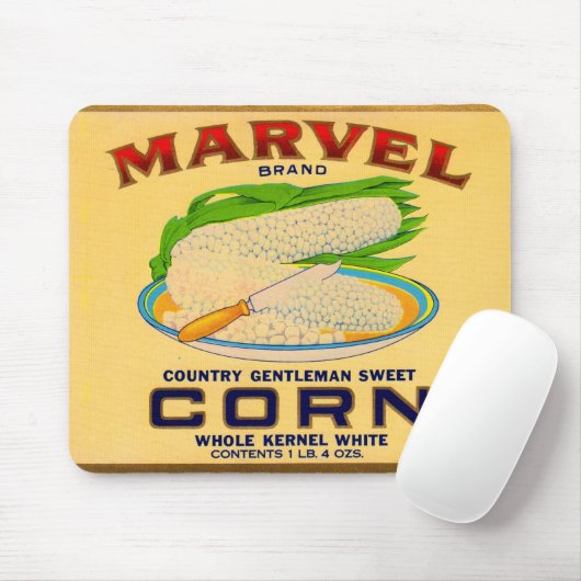Etikett für Marvel-Dosen aus Mais aus den 1930ern Mousepad (Mit Mouse)