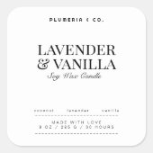 Etikett für Minimalistische Kerze Quadratischer Aufkleber (Vorderseite)