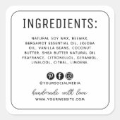 Etikett für Minimalistische weiße Medien Quadratischer Aufkleber (Vorderseite)