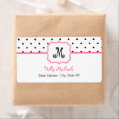 Etikett für Monogramm - Polka-Dot / Rosa (Insitu)