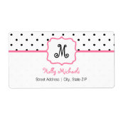 Etikett für Monogramm - Polka-Dot / Rosa (Vorne)