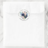 Etikett für Navy- und Blush-Floral Runder Aufkleber (Tasche)