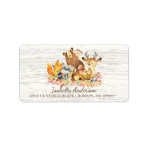 Etikett für neutrale Babydusche von Waldtieren