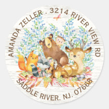 Etikett für neutrale Babydusche von Waldtieren