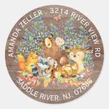 Etikett für neutrale Babydusche von Waldtieren