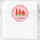 Etikett für niedliche Chili Pfeffer Cartoon Runder Aufkleber (Tasche)