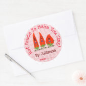 Etikett für niedliche Chili Pfeffer Cartoon Runder Aufkleber (Umschlag)