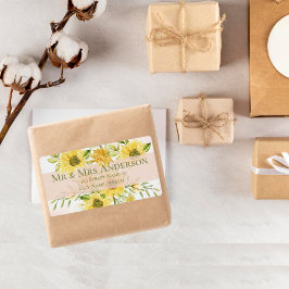 Etikett für niedliche hellgelbe Sonnenblumen