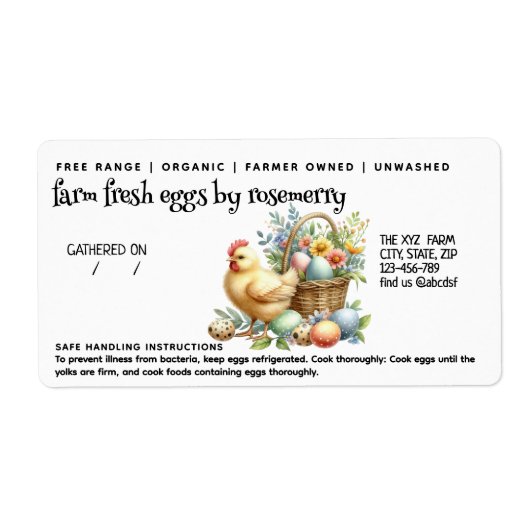 Etikett für niedliches Ei (Vorne)