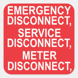 Etikett für Notfall-, Service- und Zählertrennung Quadratischer Aufkleber