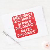 Etikett für Notfall-, Service- und Zählertrennung Quadratischer Aufkleber (Umschlag)