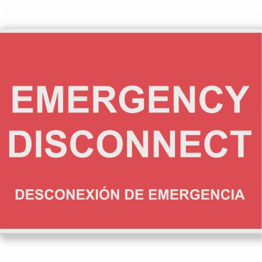 Etikett für Notfälle mit spanischen Untertiteln (Vorderseite)