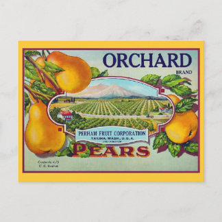 Etikett für Obstkiste mit Birnen im Vintage-Stil Postkarte