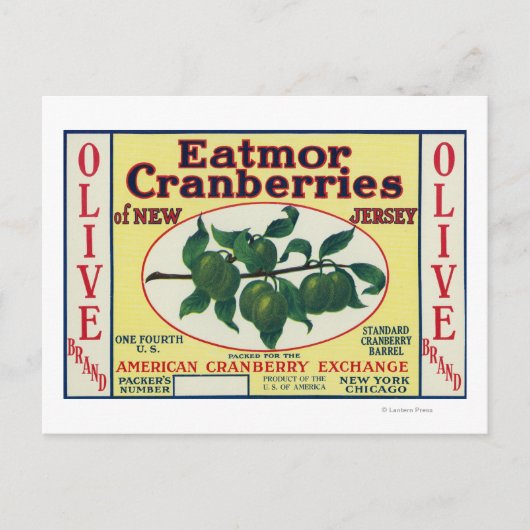 Etikett für Olive Eatmor Cranberries Postkarte (Vorderseite)