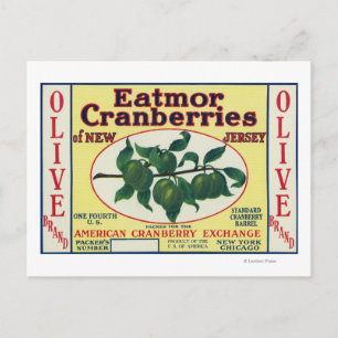 Etikett für Olive Eatmor Cranberries Postkarte