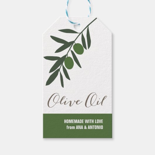 Etikett für Olivenöl mit Zusatz von Alkohol, Geschenkanhänger (Vorderseite)