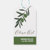 Etikett für Olivenöl mit Zusatz von Alkohol, Geschenkanhänger (Rückseite)