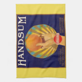 Etikett für orangefarbene Kiste 1930 Handsum Print Geschirrtuch (Vertikal)