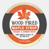 Etikett für Orangenapfelsirup aus Holz Runder Aufkleber (Vorderseite)