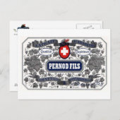 Etikett für Pernod-Dateien auf Postkarte (Vorne/Hinten)
