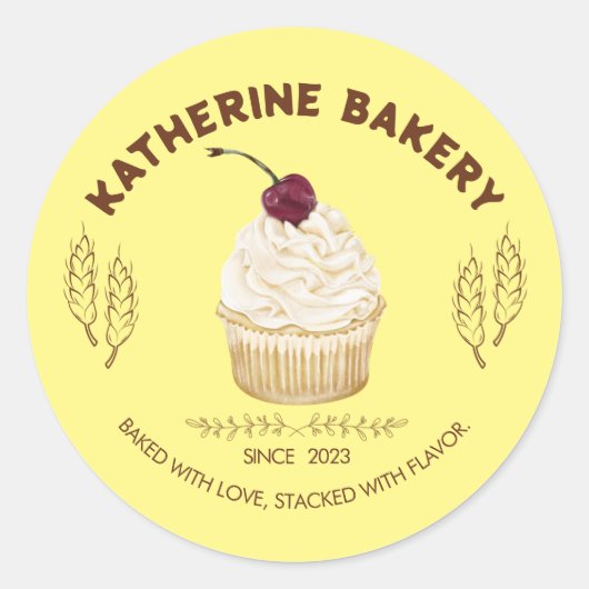 Etikett für personalisierte Backwaren (Cupcake) Runder Aufkleber (Vorderseite)