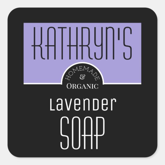 Etikett für personalisierte Lavendelseife Quadratischer Aufkleber (Vorderseite)