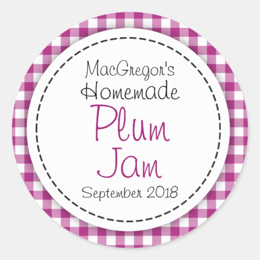 Etikett für Pflaumenkonserven oder Konfitüren Runder Aufkleber (Vorderseite)