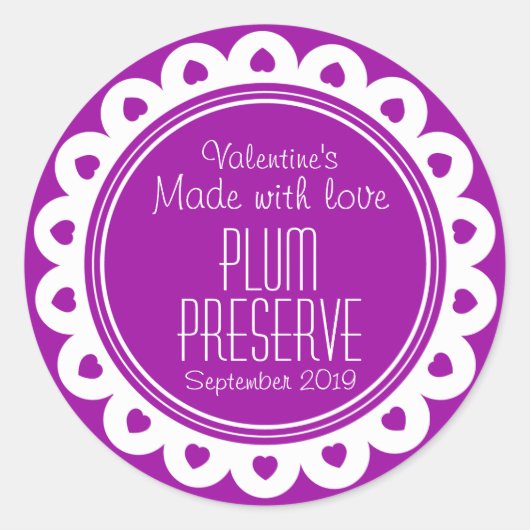 Etikett für Pflaumenkonserven oder Konfitüren Runder Aufkleber (Vorderseite)