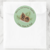 Etikett für Pine Cone Design Runder Aufkleber (Tasche)