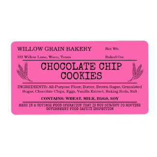 Etikett für Pink Rustic Cottage Chocolate Chip Coo