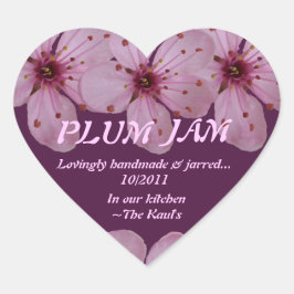 Etikett für Plum-Jam-Jar (personalisieren) Herz-Aufkleber