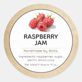 Etikett für Raspberry Jam oder Jelly Canning Jar Runder Aufkleber