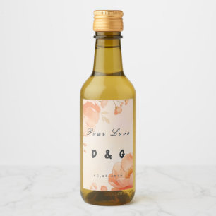 Etikett für rosafarbene Flasche mit floralem Sekt
