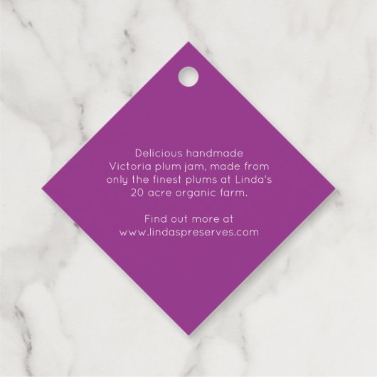 Etikett für Rote Konfitüre Geschenkanhänger (Rückseite)