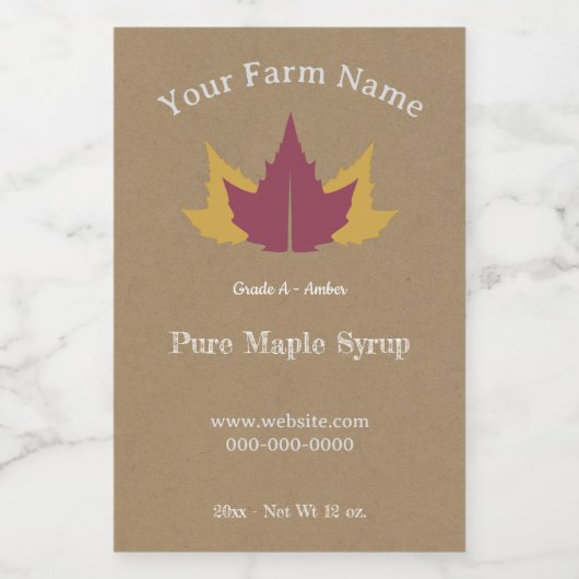 Etikett für rustikale Ahornsirup (Einzelnes Label)