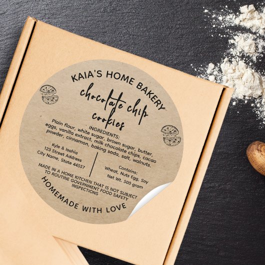 Etikett für rustikale Chocolate-Chips Runder Aufkleber
