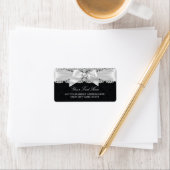 Etikett für Schwarz/Weiß-Damast und Perlenbow-Adre Adressaufkleber (Insitu)