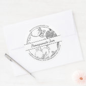 Etikett für Schwarz-Weiß-Sketch-Pomegranate-Jam Runder Aufkleber (Umschlag)