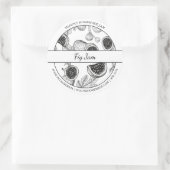 Etikett für Schwarz-Weiß-Sketch Runder Aufkleber (Tasche)
