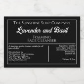 Etikett für schwarz-weiß-wasserdichte Seife (Einzelnes Label)