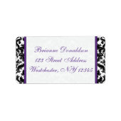 Etikett für Schwarz-weiße Lila Damaskus-Schwerpunk Adressaufkleber (Vorne)