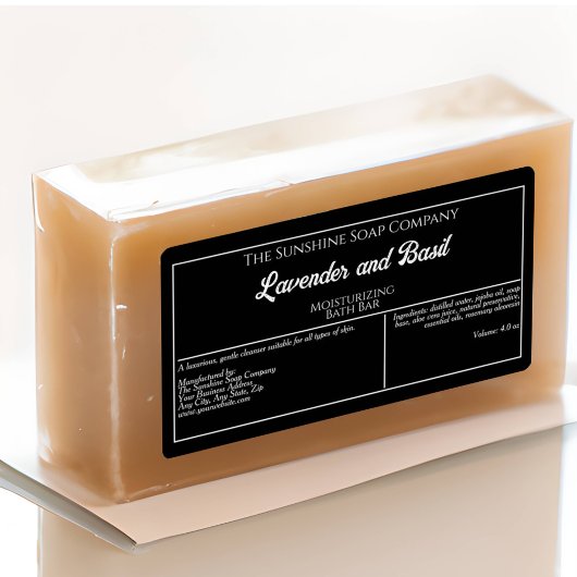 Etikett für schwarz-weiße Seife