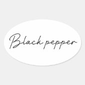 Etikett für schwarze Pfeffer Ovaler Aufkleber (Vorderseite)