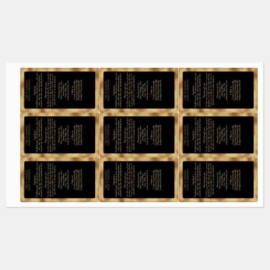 Etikett für schwarze und goldene wasserdichte Inha (Blatt)