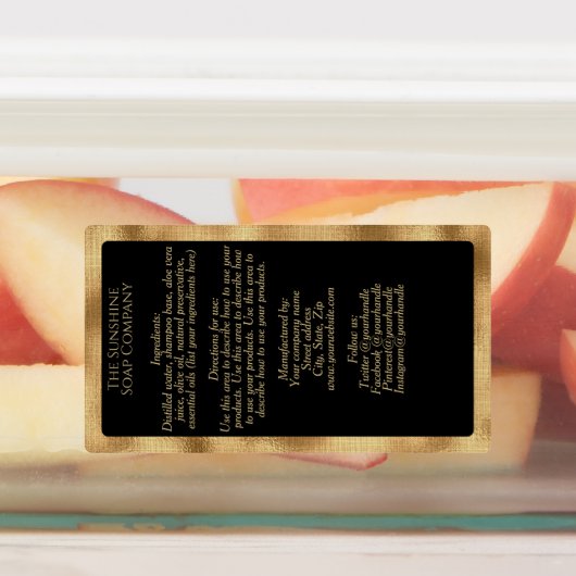 Etikett für schwarze und goldene wasserdichte Inha (Befestigt)