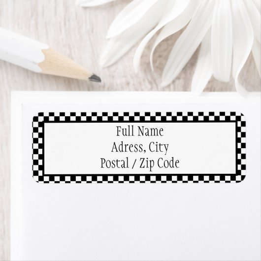 Etikett für schwarze und weiße Checkliste (Insitu)