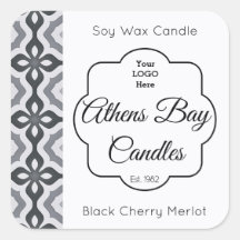 Etikett für schwarze und weiße geometrische Kerzen