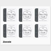 Etikett für schwarze und weiße geometrische Kerzen Quadratischer Aufkleber (Blatt)